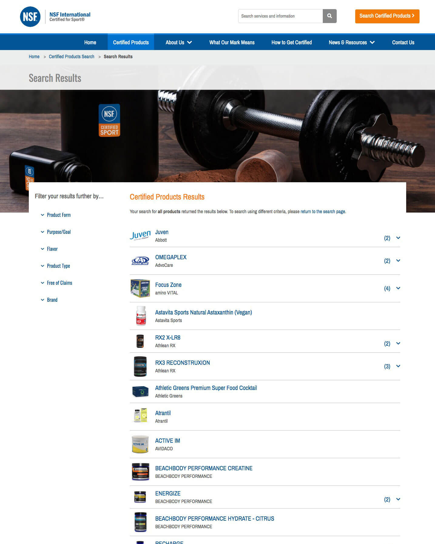 New Certified for Sport listings results