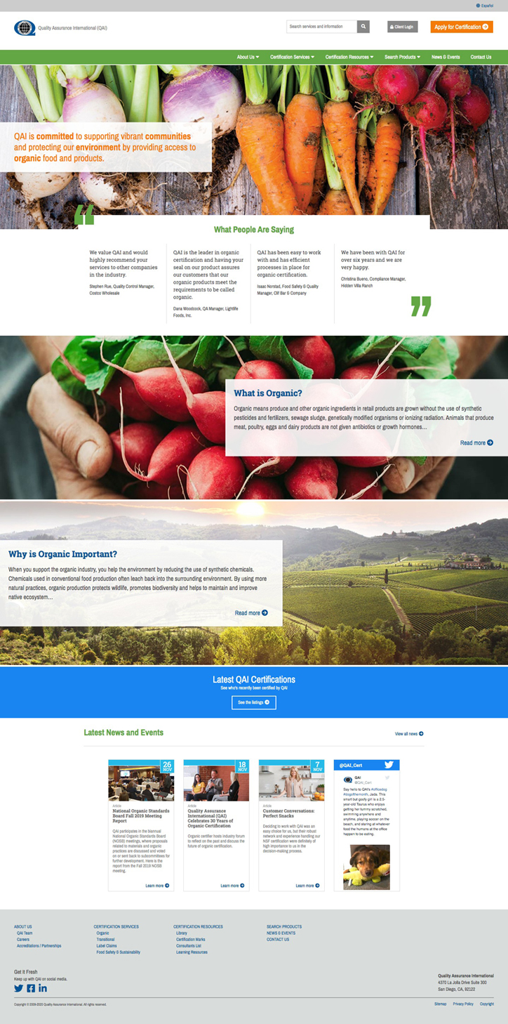 QAI website new homepage