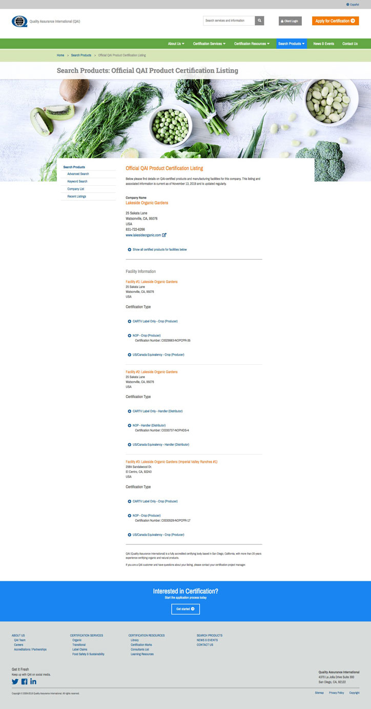 QAI website listing detail